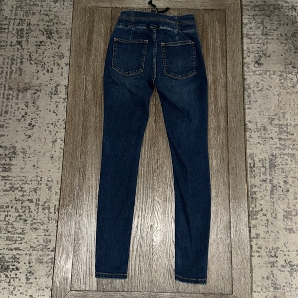 We the Free Free People CRVY high-rise lace up skinny jeans Blue Honey - Picture 6 of 13